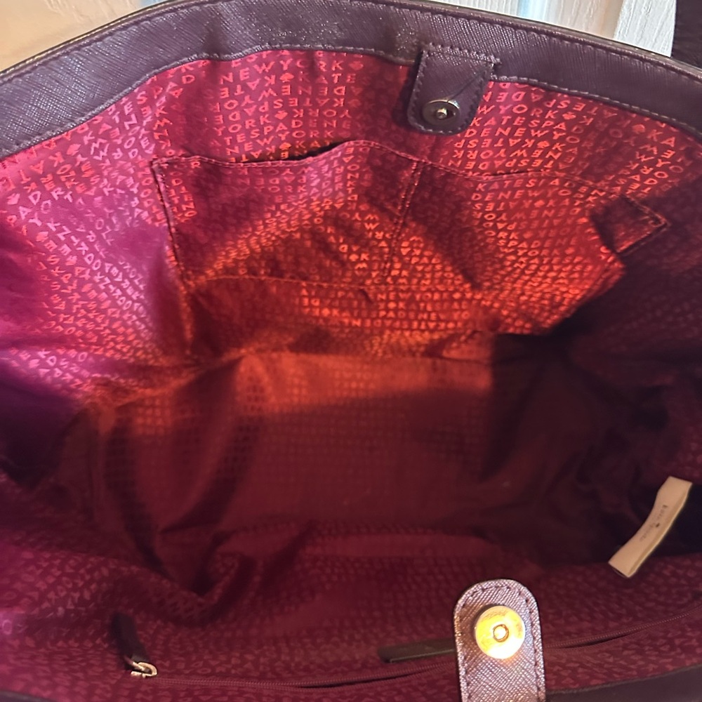 Kate Spade Purple Leather Tote Bag Elegant Design - Picture 8 of 11
